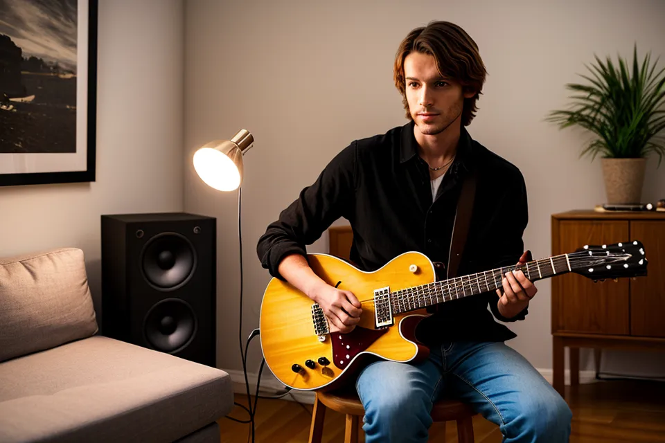 Écran d'ordinateur affichant l'enregistrement d'une prise de guitare électrique dans un logiciel simple de home-studio