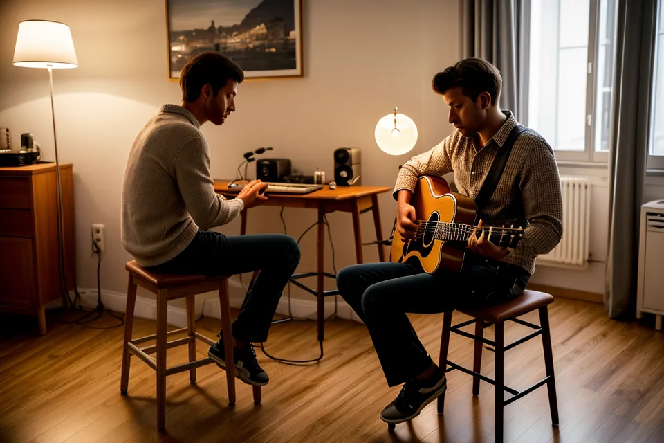 Doigts d'un débutant à la guitare posés sur les cordes après une séance de pratique