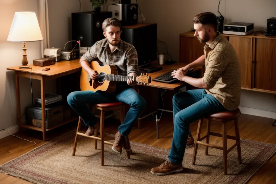 Tramway vu depuis une fenêtre d'appartement à Grenoble, source de bruit ambiant pendant un enregistrement smartphone de guitare acoustique